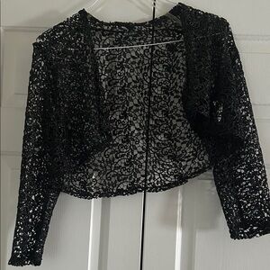 Black Lace Cropped Cardigan
